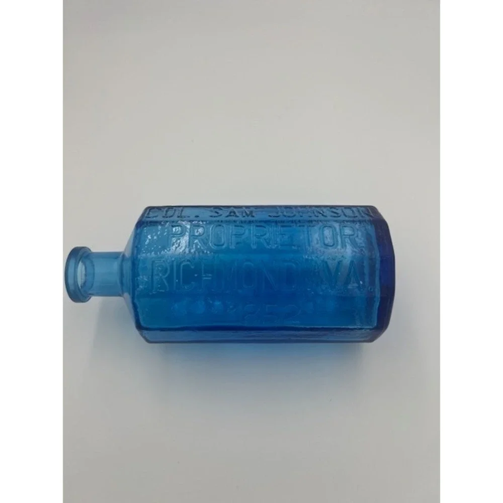 Wheaton Blue Glass A. Lancaster Indian Vegetable Jaundice Bitters Bottle 1852